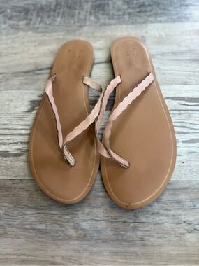 A New Day Women's Pink Scalloped Strap Flip Flop Sandals Size 10